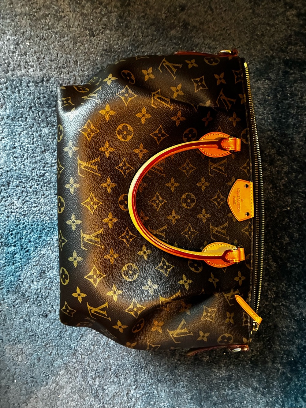 Louis Vuitton Monogram Satchel with Brown and Tan Handles